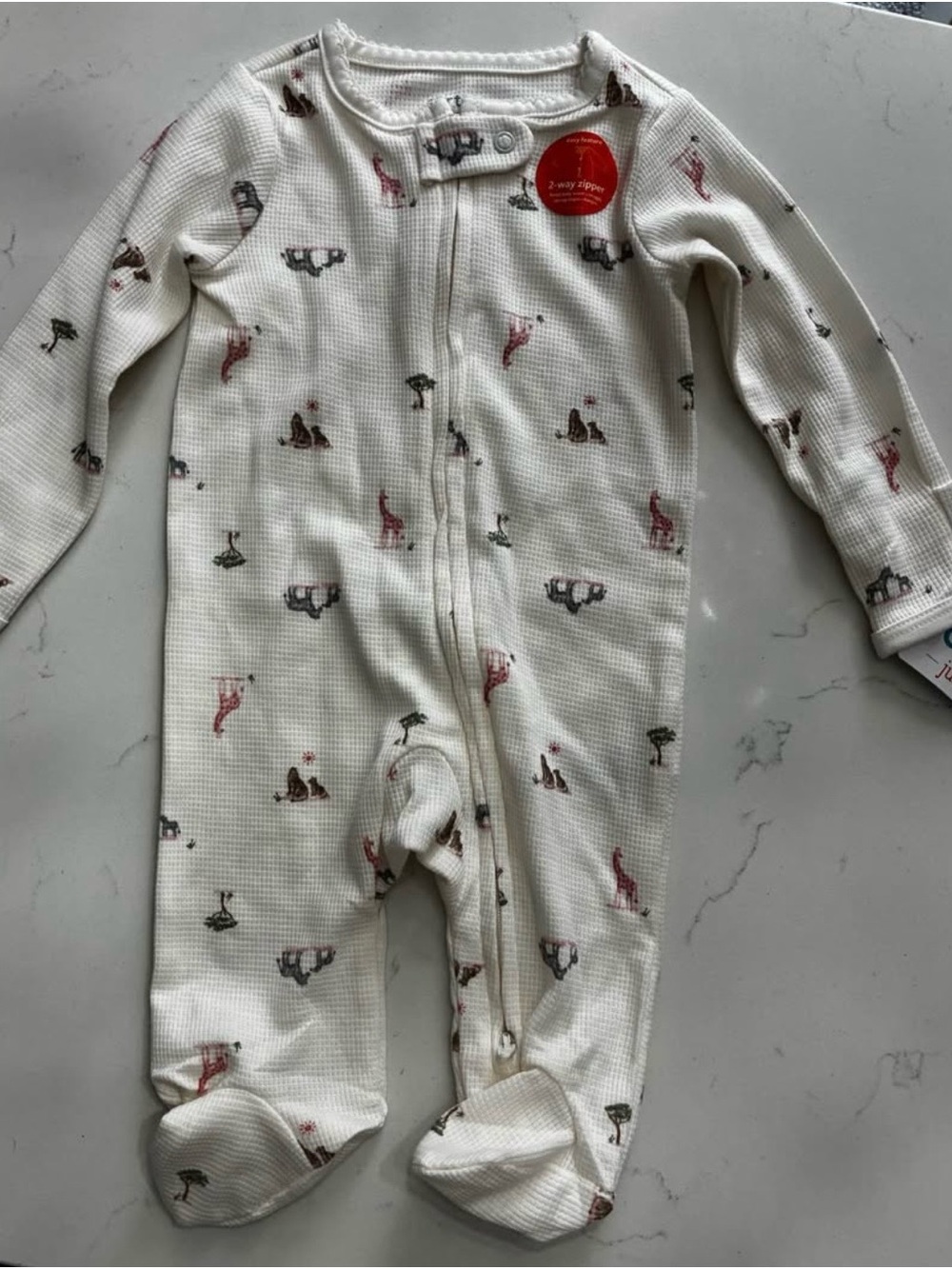 Carter's Cream Footed Pajama with Tiny Animal Prints